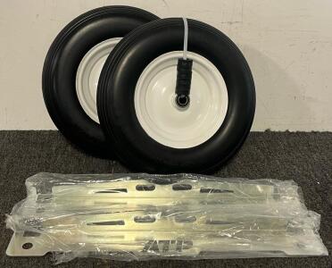 2 Pcs Wheel Toe Alignment Tool Plates & 2 Pack Solid Rubber Wheel Barrel Tires (Tire Details In Description)