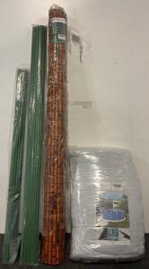 18Ft Round Pool Liner, Outdoor Bamboo Curtain (60&rdquo;x72&rdquo;) & Outdoor Ground Stakes / Anchors (46&rdquo; & 57&rdquo;)