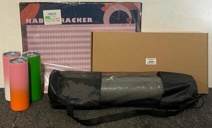 Yoga Mat, Habit Tracking Calendar, (3) Stainless Steel Water Bottles & Bogg Bag Insert