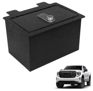 Console / Gun Safe For Car W/ Fingerprint Lock, Compatible W/ 2019-2022 Chevy Silverado 1500/GMC<br/>Sierra 1500 NOT FOR REFRESHED MODELS