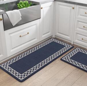 Set Of 4 Memory Foam Non Slip Floor Mats (Navy Blue, 20&rdquo;x32&rdquo;)