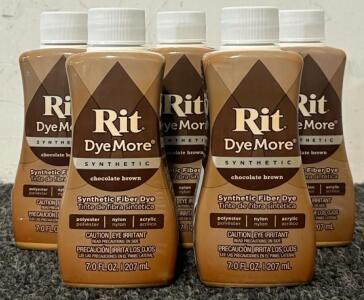 (5) 7 Oz Bottles Of Rit DyeMore Synthetic Fiber Dye (Chocolate Brown)