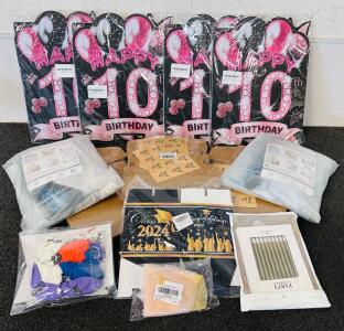 Party Supplies: Party Favor Thank You Boxes, Background Props/ Cloth, Candles, Balloons and More