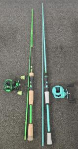 (1) 6.6' And (1) 6' OneBass Fishing Rod And Baitcaster Reel Combos