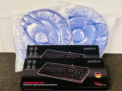 (2) Ehucon Rotating Seat Cusion and (2) Perixx Perinoard-107 Wired Full-Sized Membrane Keyboards