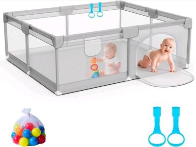 Baby Playpen 71x59inch - Large Playpen for Babies and Toddlers with 2 Pulling Handle & 50 Ocean Balls, New In Box