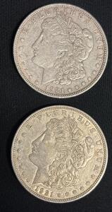 (2) 1921-D Morgan Silver Dollar Coin