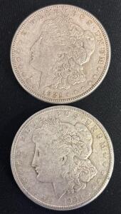 (2) 1921-S Morgan Silver Dollar Coin