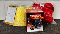 Heat Powered Stove Fan, Gold Toned Metal Christmas Tree Ring, and Size 3XL Grinch/ Santa Costume