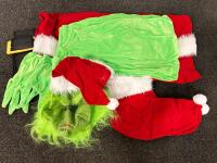 Heat Powered Stove Fan, Gold Toned Metal Christmas Tree Ring, and Size 3XL Grinch/ Santa Costume - 4