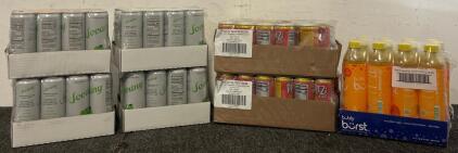 (4) 12 Pack Sovany Sparkling Water (Green Apple), (2) 24 Pack Plezi Fizz (Strawberry Lemonade) & 12 Pack Bubly Burst (Pineapple Tangerine) (Best By Dates May Be Past)