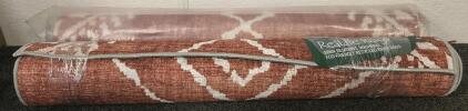 (2) ReaLife Rugs, 2'6"x6", Moroccan Diamond Pattern, Orange/Beige
