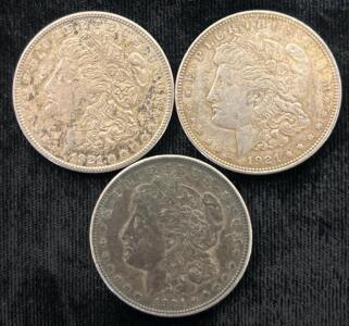 (3) 1921 Morgan Silver Dollar Coin