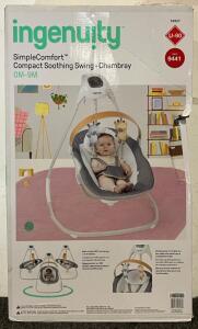 Ingenuity Simple Comfort Compact Soothing Baby Swing-Chambray