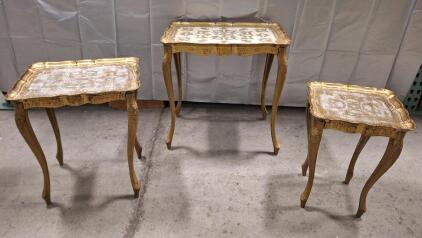 (1) 3-Piece Retro Plastic Side Table Set
