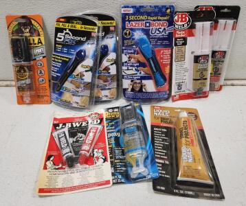 (1) J-B Weld 8265S Original Epoxy Putty (1) Permatex PermaPoxy 5 Minute General Purpose Epoxy (1) Liquid Nails Small Projects & Repairs Construction Adhesive And More
