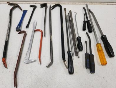 Assorted Screwdrivers And Crowbars