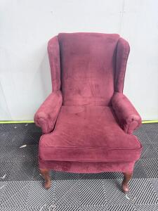 (1) Red Velvet Accent Chair