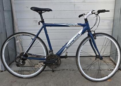 (1) Schwinn 28" Varsity 21-speed Bike, blue and white
