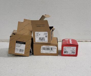 (1) Schlage Keyed Entry Doorknob, (1) Schlage Door Lever Handle, (1) Baldwin Oil Rubbed Bronze Lockset, & (1) Kwikset Matte Black Single Cyl. Deadbolt