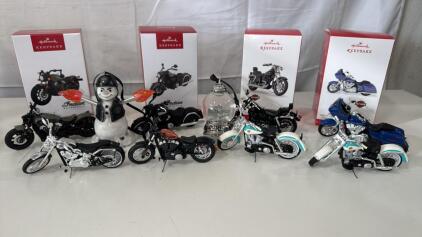 Assortment Of Harley Davidson & Indian Motorcycles Christmas Ornaments