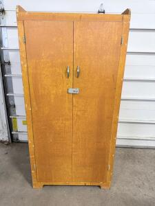 (1) Mid-century Modern Birch Wood Wardrobe Or Armoire- 66&rdquo;x32&rdquo;x23&rdquo;