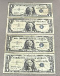 Series 1935 B U.S. Silver Certificate One Dollar Bills, Blue Seal