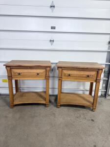 (2) Wooden Side Tables - 30&rdquo;x18.5&rdquo;x33&rdquo;