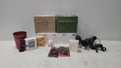 (4) IP Camera Systems (1) Activeon Action Camera (1) Vintage Camera (20) Vhs Tapes (2) Fireworks Alarms