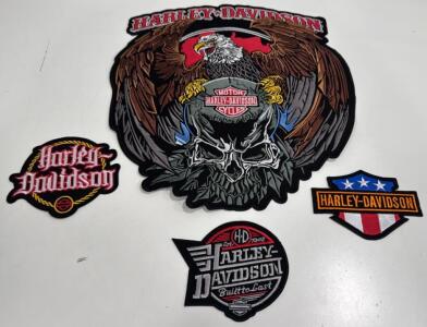 Large Harley Davidson Iron On Patch 12.50&rdquo; x 11.75&rdquo; & 3 Smaller Iron On Harley Davidson Patch&rsquo;s