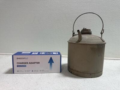 (1) Vintage Metal Oil Can & (2) ShockFlo Tesla Charger Adapter