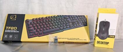 (1) TF20 - USB Rainbow Backlit Gaming Keyboard, (1) TG2 USB Mouse & (1) BT-AC600 Bluetooth WiFi Dongle