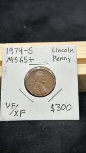 1974-S Lincoln Penny MS65+