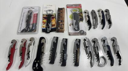 Lot Of 20 Assorted Wine Bottle Cork Screws