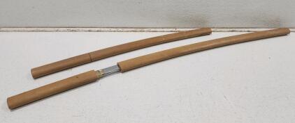 (1) Wooden Sheathed Katana And Wakizashi Replica Sword Set