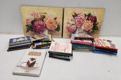 (1) Anne Searle Shade of Roses I and II Red/Pink (32) Assorted Cookbooks