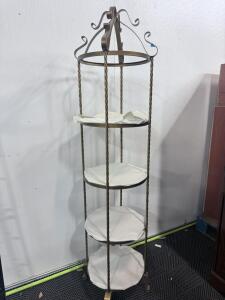 (1) Golden Round Metal 4 Tier Glass Display Shelf- 6ftx16&rdquo;x16&rdquo;