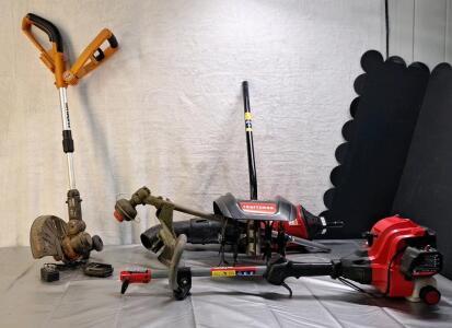 (1) Craftsman Trimmer W/ (3) Attachment & (1) Worx Trimmer, W/ Charger, W/O Battery