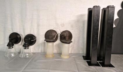 (2) Pairs Of Wall Mount Lights & (1) Set Of (4) 20" Metal Table Legs
