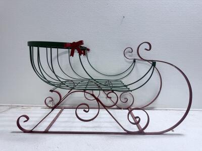 (1) 42&rdquo;x 22&rdquo;x19&rdquo; -Metal Christmas Sleigh