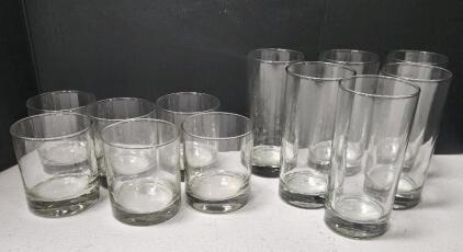 (6) Clear Glass Tumblers (6) Clear Highball Glasses