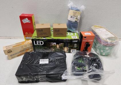 (1) Feit Electric 48' LED Filament String Light Set (2) Immskill Silicone Bread Sling (1) Wise Owl Outfitters Camping Hammock And More