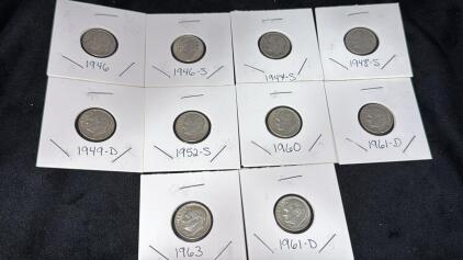 Assorted Lot Of 10 Silver Dimes