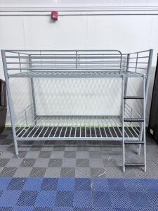 (1) Metal Twin-Over-Twin Bunk Bed in a silver/grey Finish- 78&rdquo;x62&rdquo;x41&rdquo;