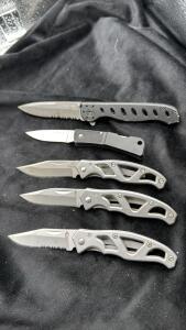 Lot Of 5 Gerber Folding Pocket Knives