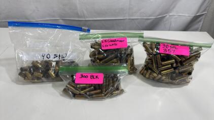 Assortment Of Brass Casings- 40 S&W , 38 SPL / 357 , 300 BLK , 6.5 Creedmoor , 5.56 NATO