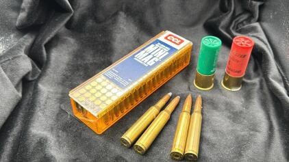 (1) Box of 97 Rounds Of 22 Long Rifle HP , (2) Rounds Of 270 Winchester, (2) 30-06 Rounds , (2) 12 Gauge Shells