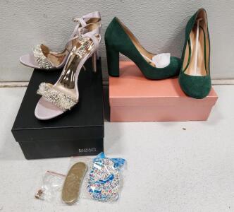 (1) Badgley Mischka Katy Springtime Stilettos (1) Green Suede Block Heel Court Shoes