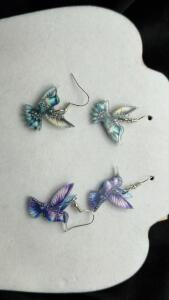 2 Pair Of Hummingbird Earrings