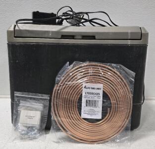 (1) Coleman PowerChill 40-Quart Thermoelectric Cooler (1) Copper Coated Steel Tubing, 1/4" x 25' (1) 1/4" Fitting Kit